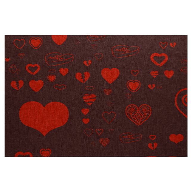 Cute Heart Modern Orange Red Fabric (Yard)