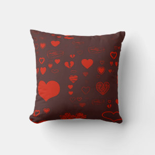 Cute Heart Modern Orange Red Throw Pillow