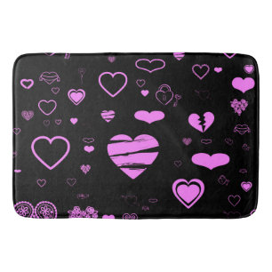 Cute Heart Modern Orchid Pattern Bath Mat