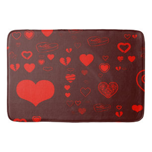 Cute Heart Modern Red Pattern Bath Mat