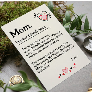 Cute Heart Mom Dictionary Mother's Day Holiday Card