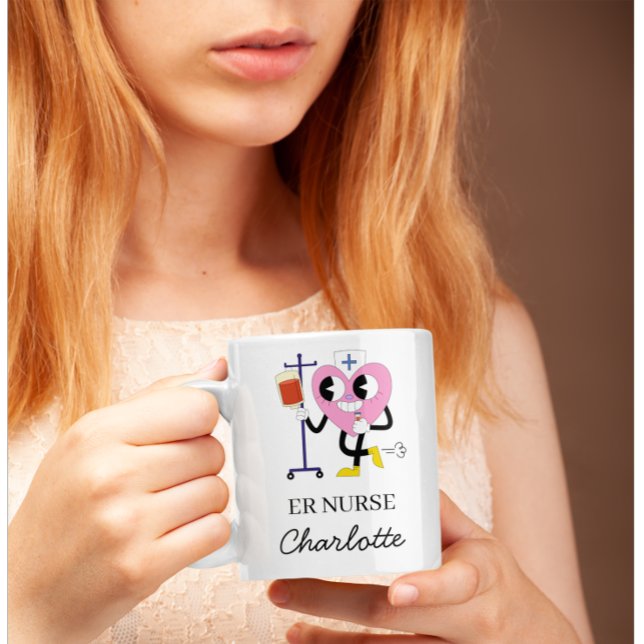 Cute Heart Nurse Emergency Room Nurse Gift Coffee Mug (Creator Uploaded)