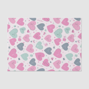 Cute Heart Pastel Colour Pattern Valentine's Day Tissue Paper