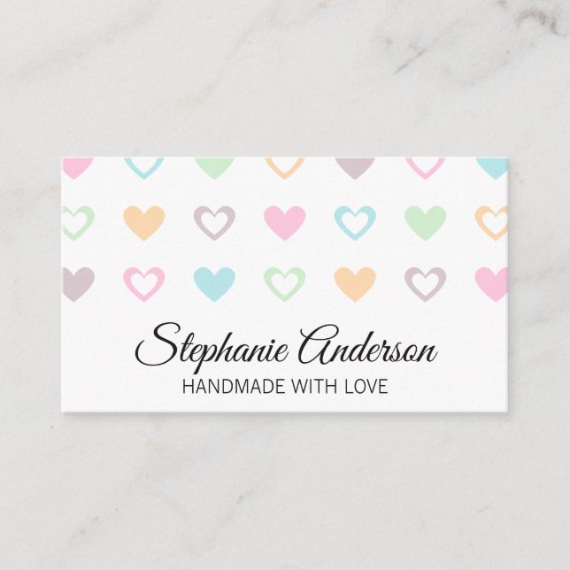 Cute Heart Pattern Business Card (Front)