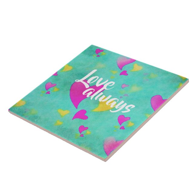 Cute Heart Pattern Love Always Valentine Tile (Side)