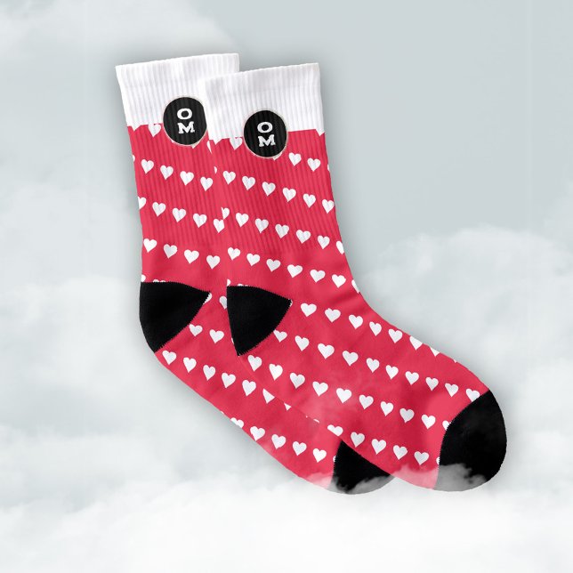 Cute Heart Pattern Monogram  Socks (Cute Heart Pattern Monogram Socks ©Susanne Sachers - Sunny Mind Design 🌞)