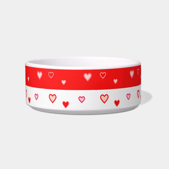 Cute Heart Pattern on Red and White Bowl (Front)