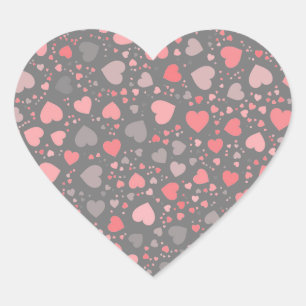 Cute Heart Pattern Pink/Grey Pastel Shades Sticker