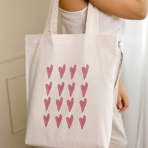 Cute Heart Pattern Red Pink Valentine Tote Bag