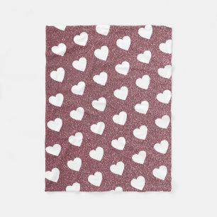 Cute Heart Pattern Rose Gold Glitter Fleece Blanket