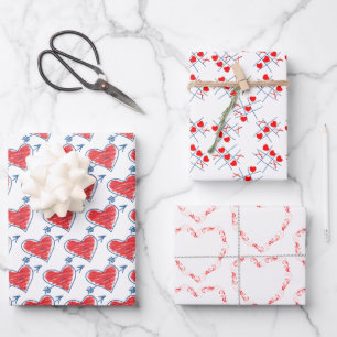 Cute Heart Patterns Valentine's Day Occasion Wrapping Paper Sheet