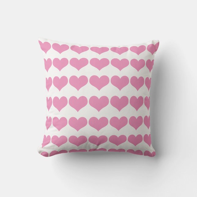 Cute Heart Patterns Valentine's Pink White Girly Outdoor Pillow (Front)