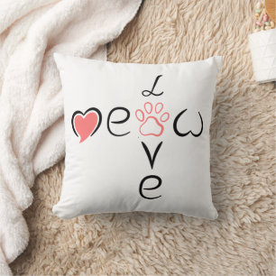 Cute Heart Paw Print Design for Pet Lovers Throw Pillow