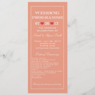 Cute Heart Peach Wedding Program