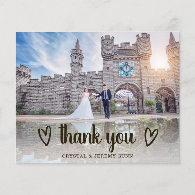 Cute Heart Photo Budget Mariage Carte de remerciem (Devant)