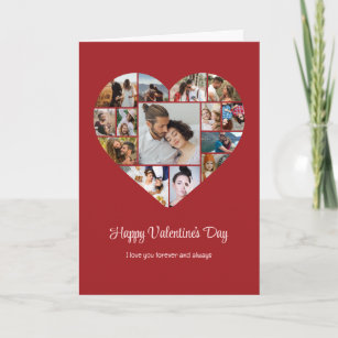 Cute Heart Photo Collage Red Love Valentine's Day Card