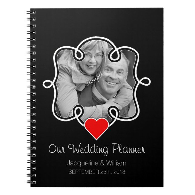 Cute Heart & Photo Couple Wedding Planner Notebook (Front)