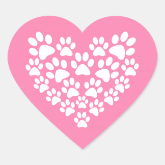 Cute Heart Pink Paw Print Heart Sticker