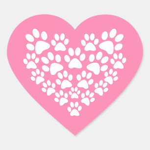 Cute Heart Pink Paw Print Sticker