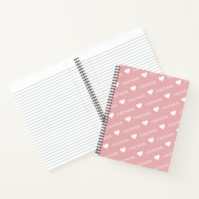 Cute Heart Pink Repeating Name  Notebook (Inside)
