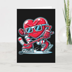 Cute Heart Playing Ice Hockey Valentine's Day Men Card