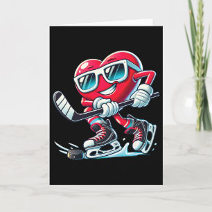 Cute Heart Playing Ice Hockey Valentine's Day Men Card