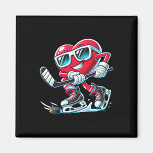Cute Heart Playing Ice Hockey Valentine's Day Men  Magnet