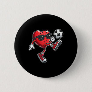 Cute Heart Playing Soccer Valentines Day Soccer Bo 2 Inch Round Button