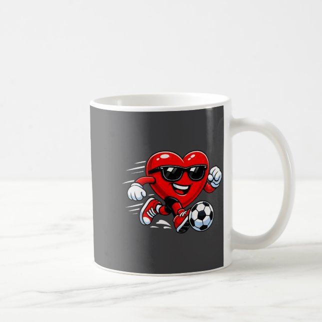 Cute Heart Playing Soccer Valentines Day Soccer Bo Coffee Mug (Right)