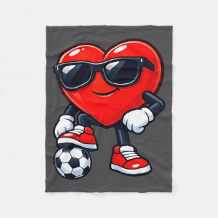 Cute Heart Playing Soccer Valentines Day Soccer Bo Fleece Blanket