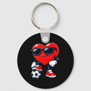 Cute Heart Playing Soccer Valentines Day Soccer Bo Keychain