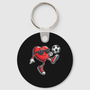 Cute Heart Playing Soccer Valentines Day Soccer Bo Keychain