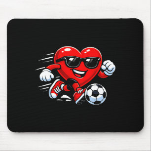 Cute Heart Playing Soccer Valentines Day Soccer Bo Mouse Pad