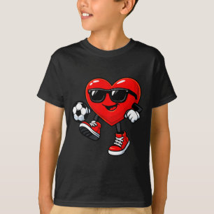 Cute Heart Playing Soccer Valentines Day Soccer Bo T-Shirt