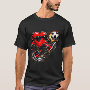 Cute Heart Playing Soccer Valentines Day Soccer Bo T-Shirt