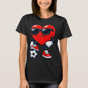 Cute Heart Playing Soccer Valentines Day Soccer Bo T-Shirt