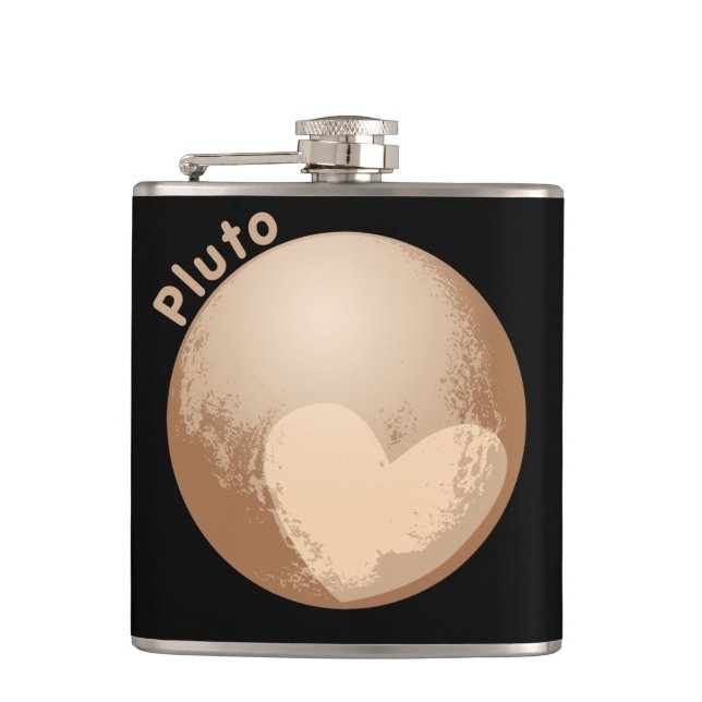 Cute Heart Pluto Hip Flask (Front)