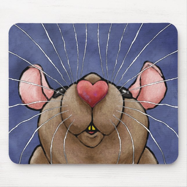 Cute Heart Rat Mousepad (Front)