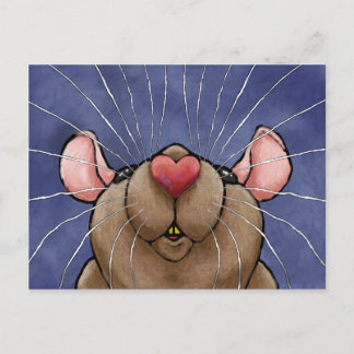 Cute Heart Rat Post Card