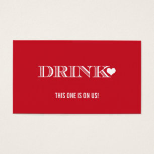 Cute Heart Red Wedding Drink Ticket