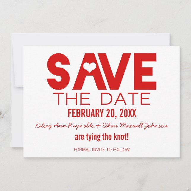 Cute Heart Save the Date Announcement, Dark Red Invitation (Front)