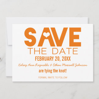 Cute Heart Save the Date, Orange Date
