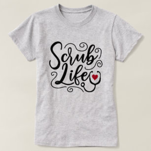 Cute heart scrub life Nurse word art T-Shirt