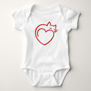 Cute Heart Shaped Cat Baby Bodysuit