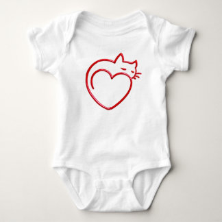 Cute Heart Shaped Cat Baby Bodysuit