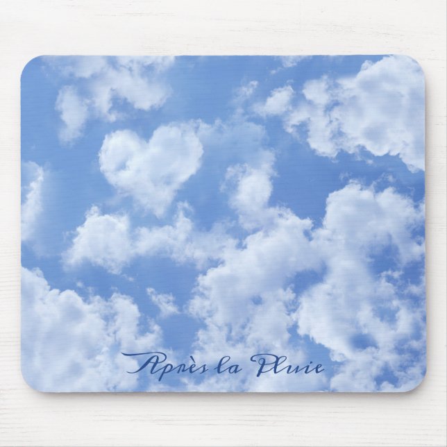 Cute Heart Shaped Cloud In Blue Sky Cheerful Happy Mouse Pad (Front)