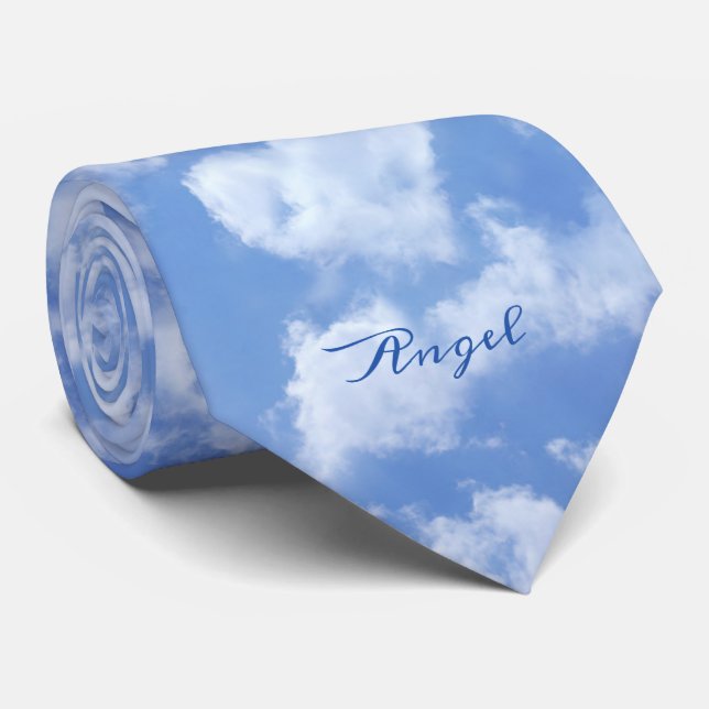 Cute Heart Shaped Cloud In Blue Sky Cheerful Happy Tie (Rolled)