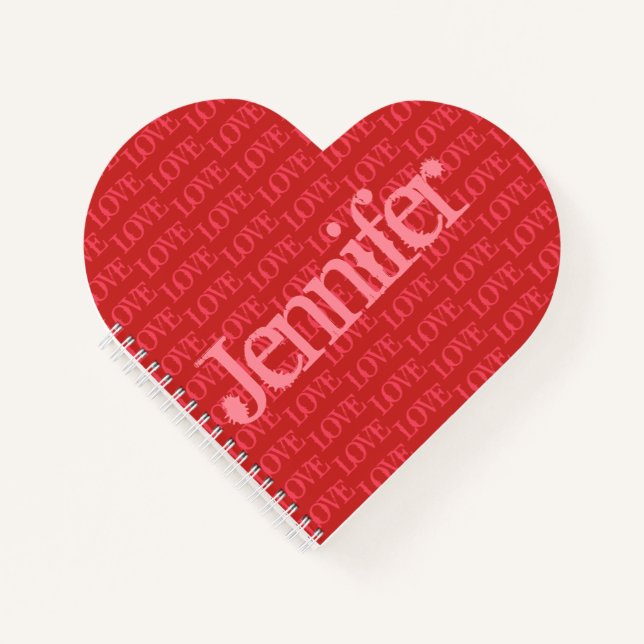 Cute Heart Shaped Love Personalized Notebook (Front)