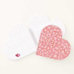 Cute heart shaped notebook with heart doodle cover