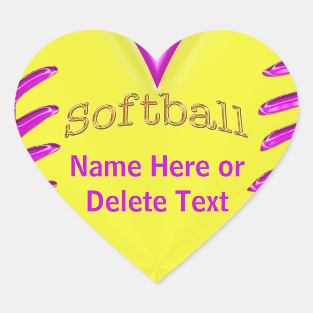Cute Heart Shaped Personalized Softball Stickers (Front)